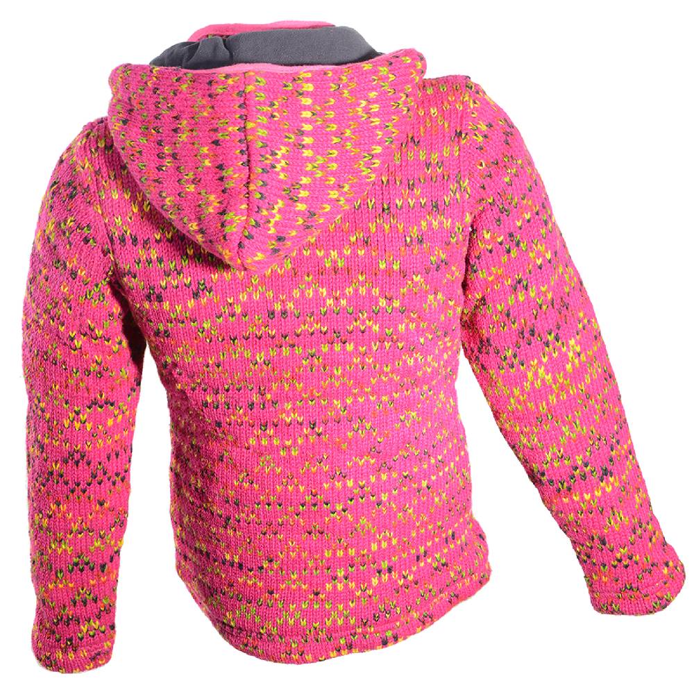 ﻿Kunst Und Magie Hippie Goa Nepal Strickjacke Poncho - Damen-Wolljacke mit abnehmbarer Kapuze Pink Riesige Rabatte