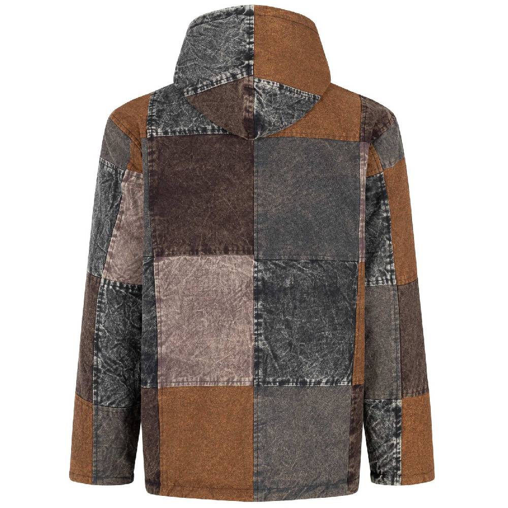 Kunst Und Magie Patchwork Jacke Baja Hoodie Herren alternativ Kapuzenjacke Goa Fleecefutter Nachhaltig Fair zollfrei