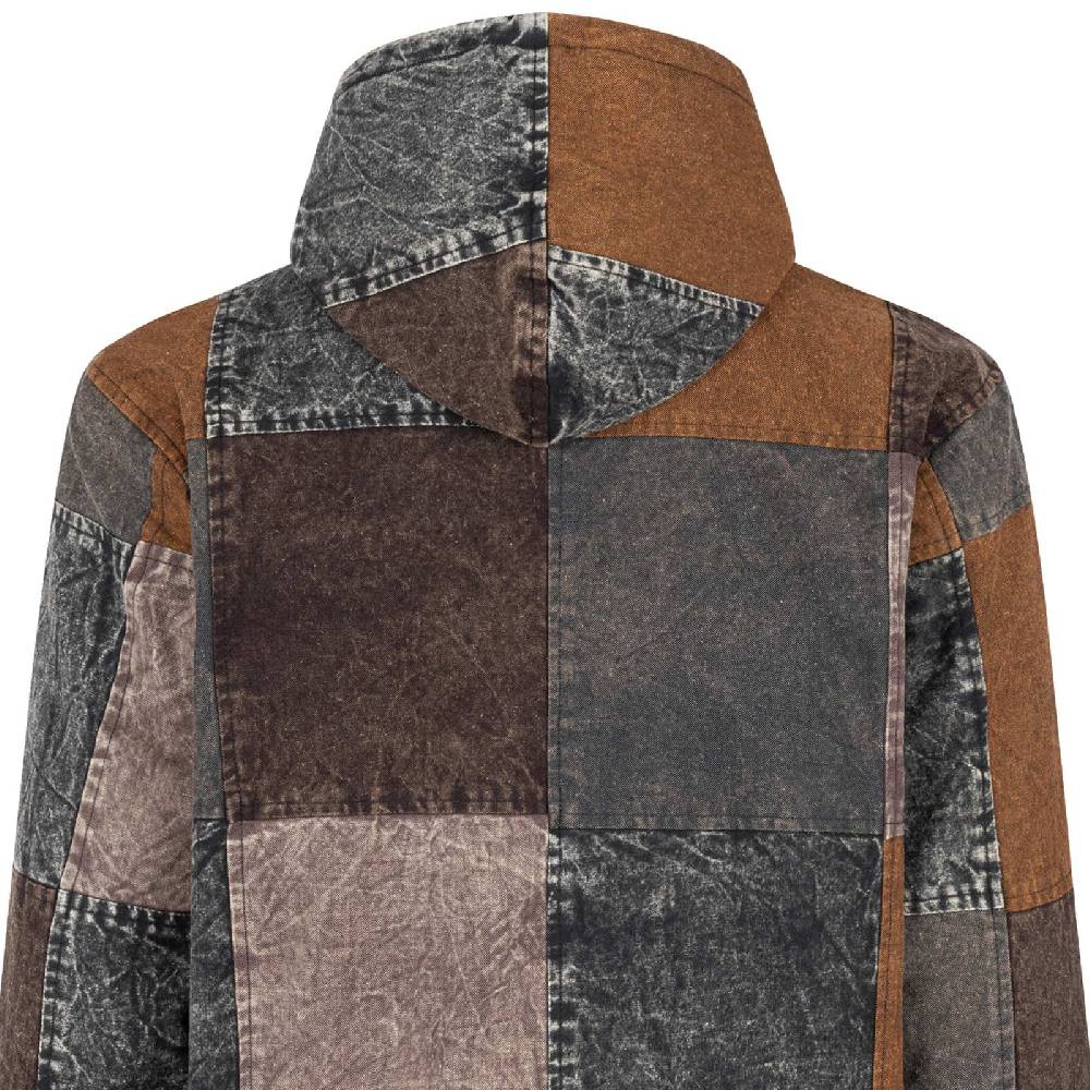 Kunst Und Magie Patchwork Jacke Baja Hoodie Herren alternativ Kapuzenjacke Goa Fleecefutter Nachhaltig Fair zollfrei