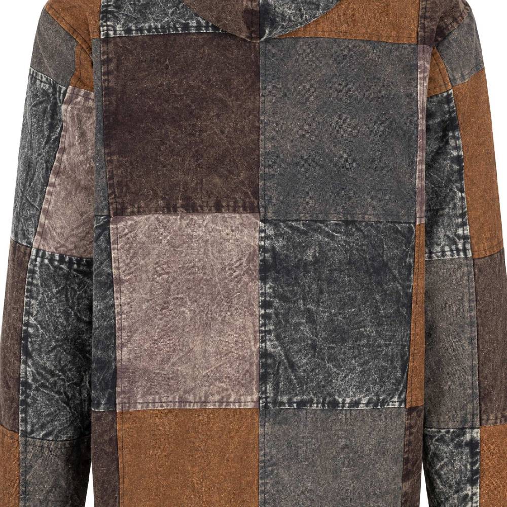 Kunst Und Magie Patchwork Jacke Baja Hoodie Herren alternativ Kapuzenjacke Goa Fleecefutter Nachhaltig Fair zollfrei