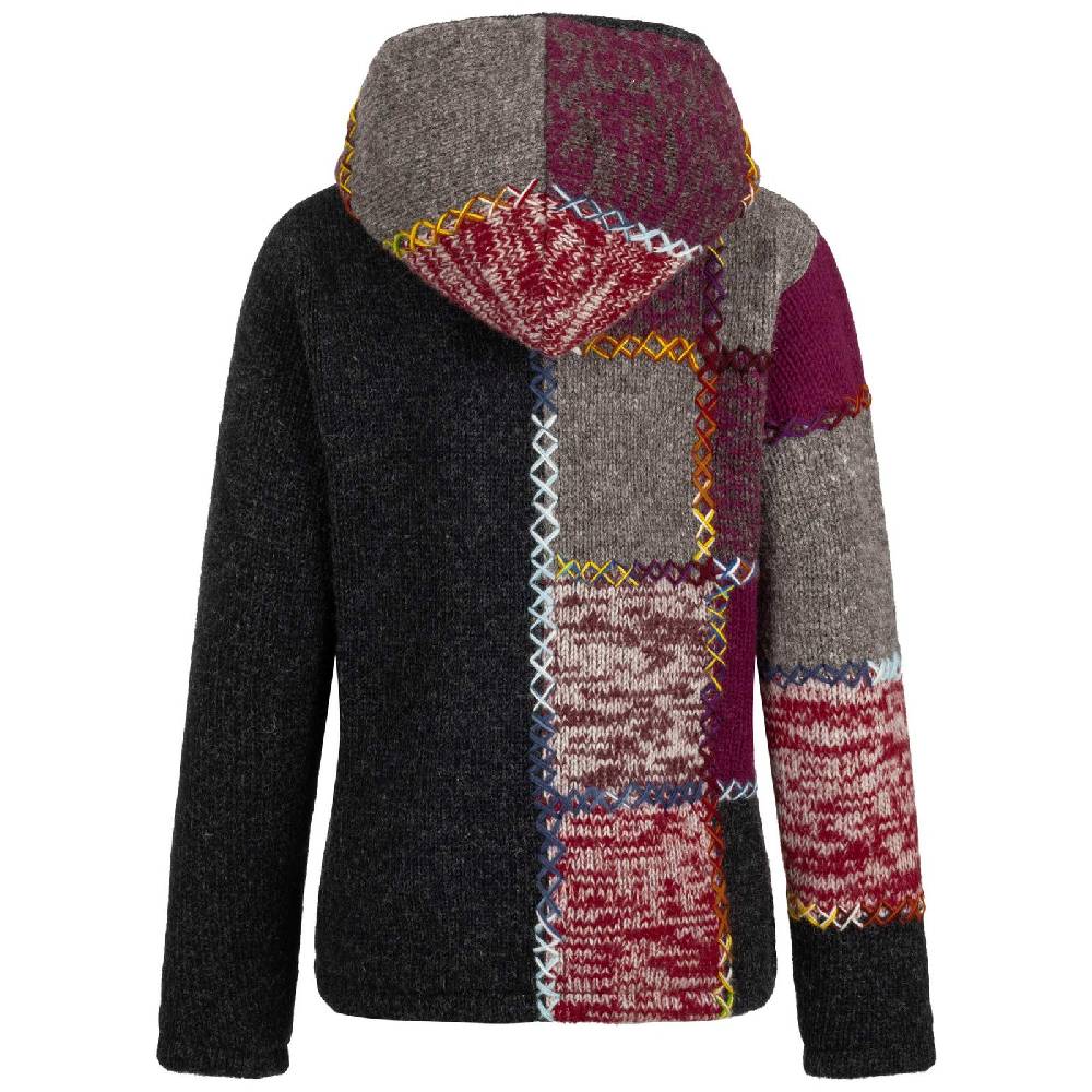 Kunst Und Magie Strickjacke Schurwolle Klassich Nordisch Wolle Jacke Winterjacke mit Hochkragen Kapuze Ying Yang Auslauf
