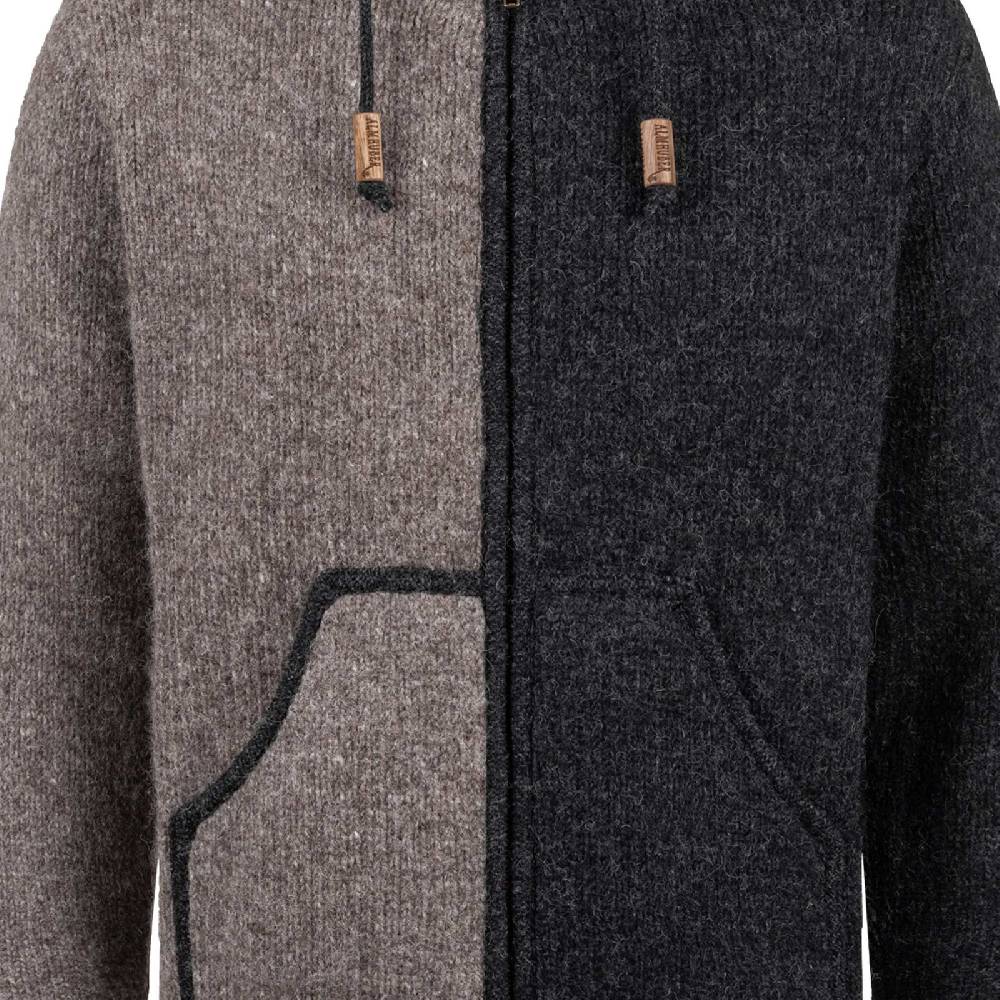 Kunst Und Magie ALMHUBER Strickjacke Schurwolle Klassich Nordisch Wolle Jacke mit Hochkragen Schurwolle Ying Yang im Angebot