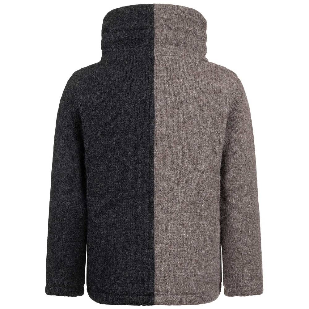 Kunst Und Magie ALMHUBER Strickjacke Schurwolle Klassich Nordisch Wolle Jacke mit Hochkragen Schurwolle Ying Yang im Angebot