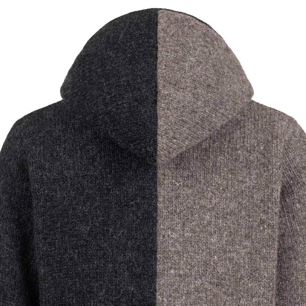 Kunst Und Magie ALMHUBER Herren Strickjacke Schurwolle Klassich Nordisch Wolle Jacke mit Kapuze Schurwolle Ying Yang Schlussverkauf