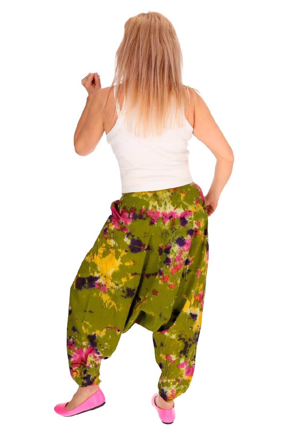 Kunst Und Magie Kunst und Magie Batik Damen Hose Tie Dye Baumwoll Yoga Haremshose Wellnesshose Pluderhose Ballonhose Versandkostenfrei