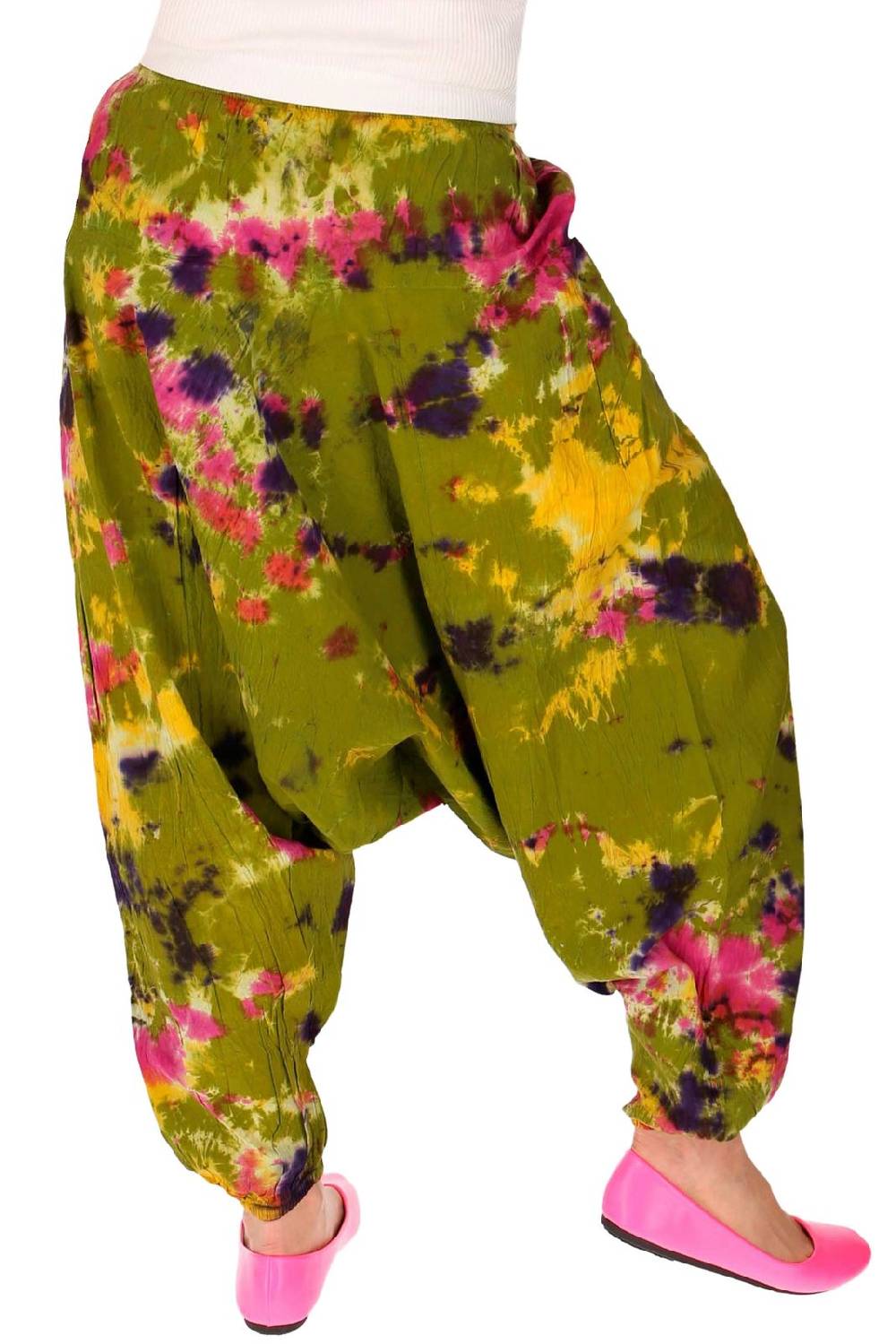 Kunst Und Magie Kunst und Magie Batik Damen Hose Tie Dye Baumwoll Yoga Haremshose Wellnesshose Pluderhose Ballonhose Versandkostenfrei
