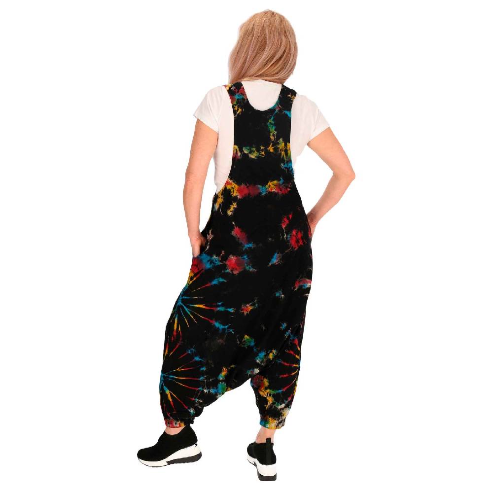 Kunst Und Magie Tie Dye Batik Latzhose Damen Haremshose Hose Psy Goa 70er Overall Boho Jumpsuit Bunt Begrenztes Angebot