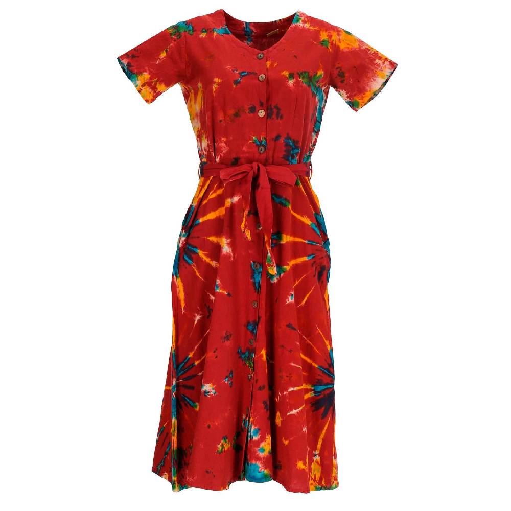 Kunst Und Magie Kleid Batik Sommerkleid Baumwoll Kleid Boho Ibiza Geköpft Hippie Tie Dye Saisonschlussverkauf