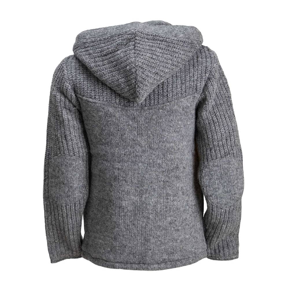 Kunst Und Magie Strickjacke Schurwolle Klassich Nordisch Wolle Jacke mit Kapuze Kragen Futter Unisex Grau Cyber Monday