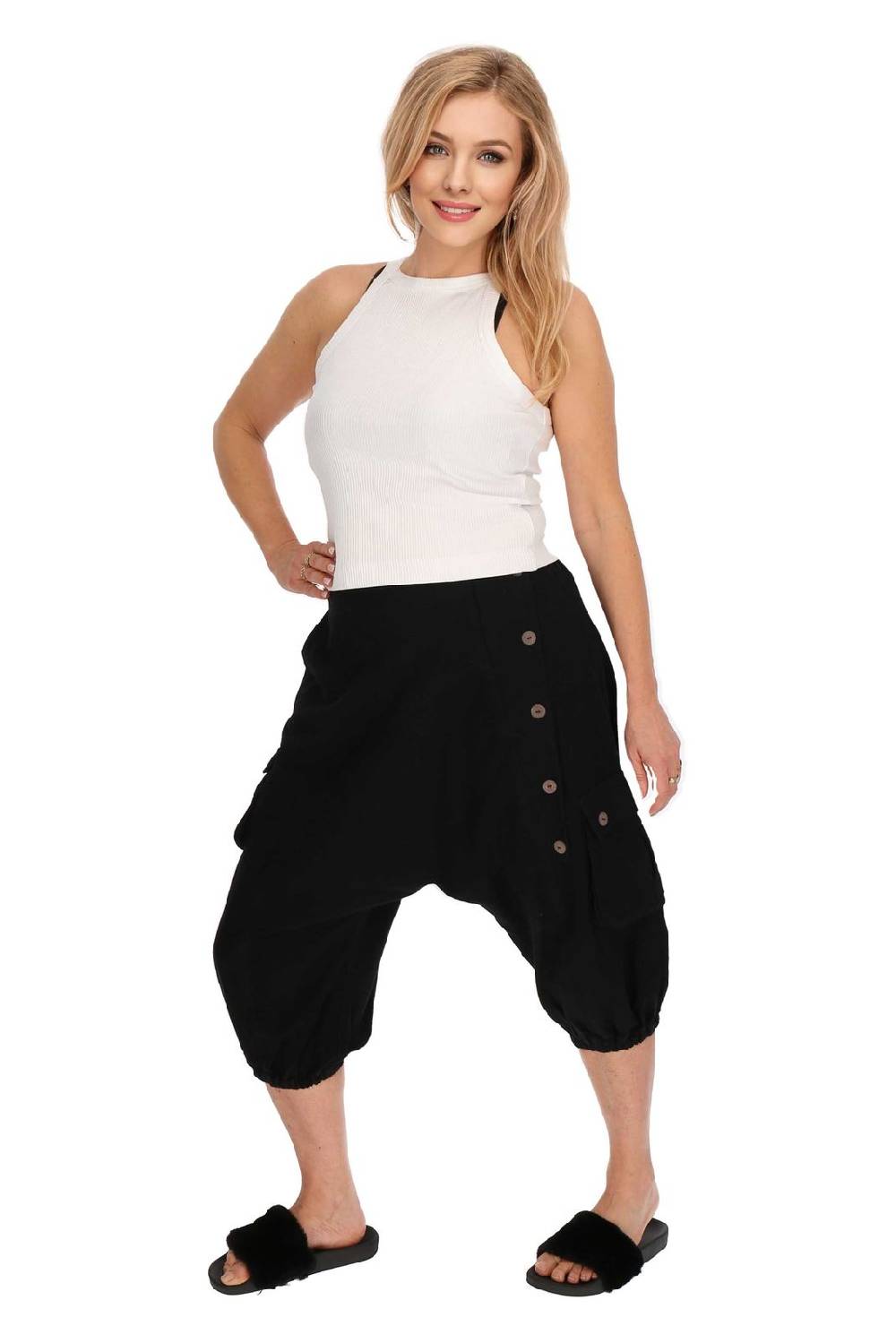 Kunst Und Magie Kurze Aladin Hose Unisex 3/4 Baggy Pants Hippie Goa Baumwoll Haremshose Vatertagsangebot