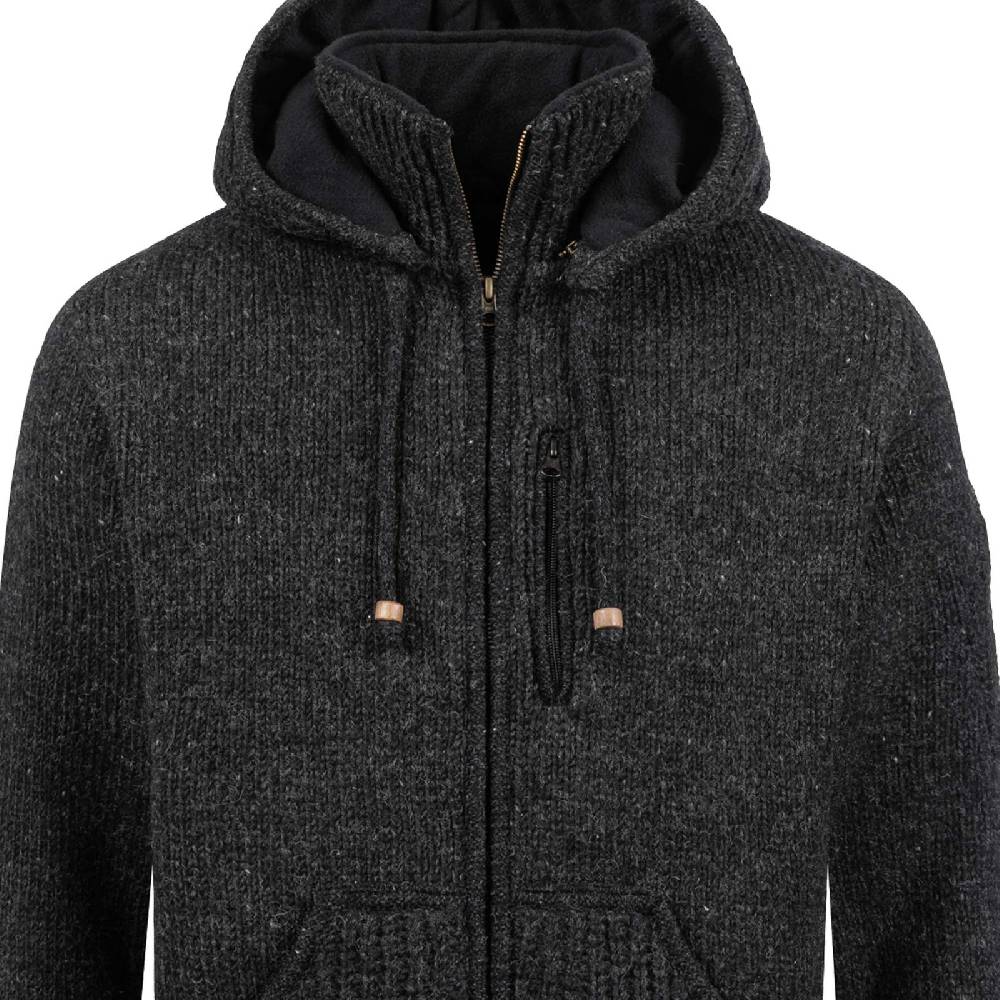 Kunst Und Magie Strickjacke Schurwolle Klassich Nordisch Wolle Jacke mit Kapuze Kragen Futter Unisex Valentinstagsangebot