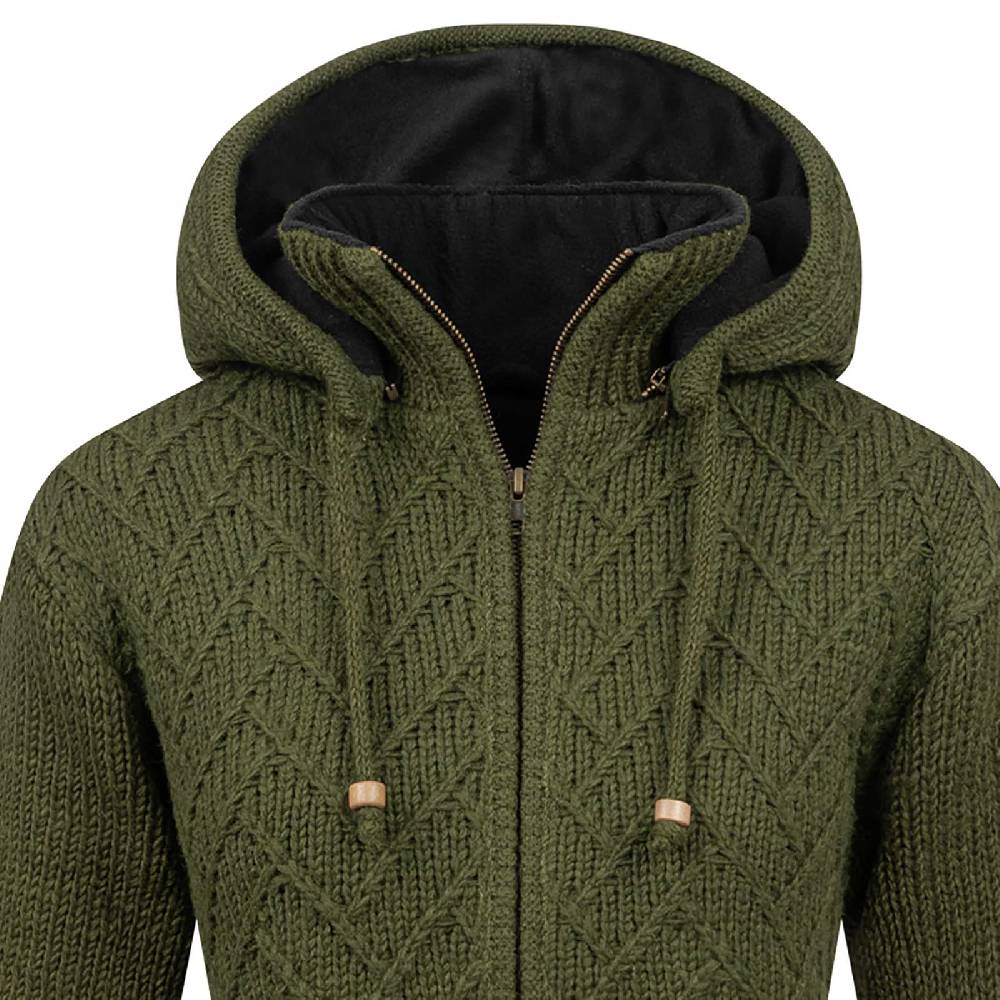 Kunst Und Magie Klassische Damen Strickjacke Kurzmantel Winter Mantel Wolle Jacke mit Fleecefutter und Kapuze Top Angebot