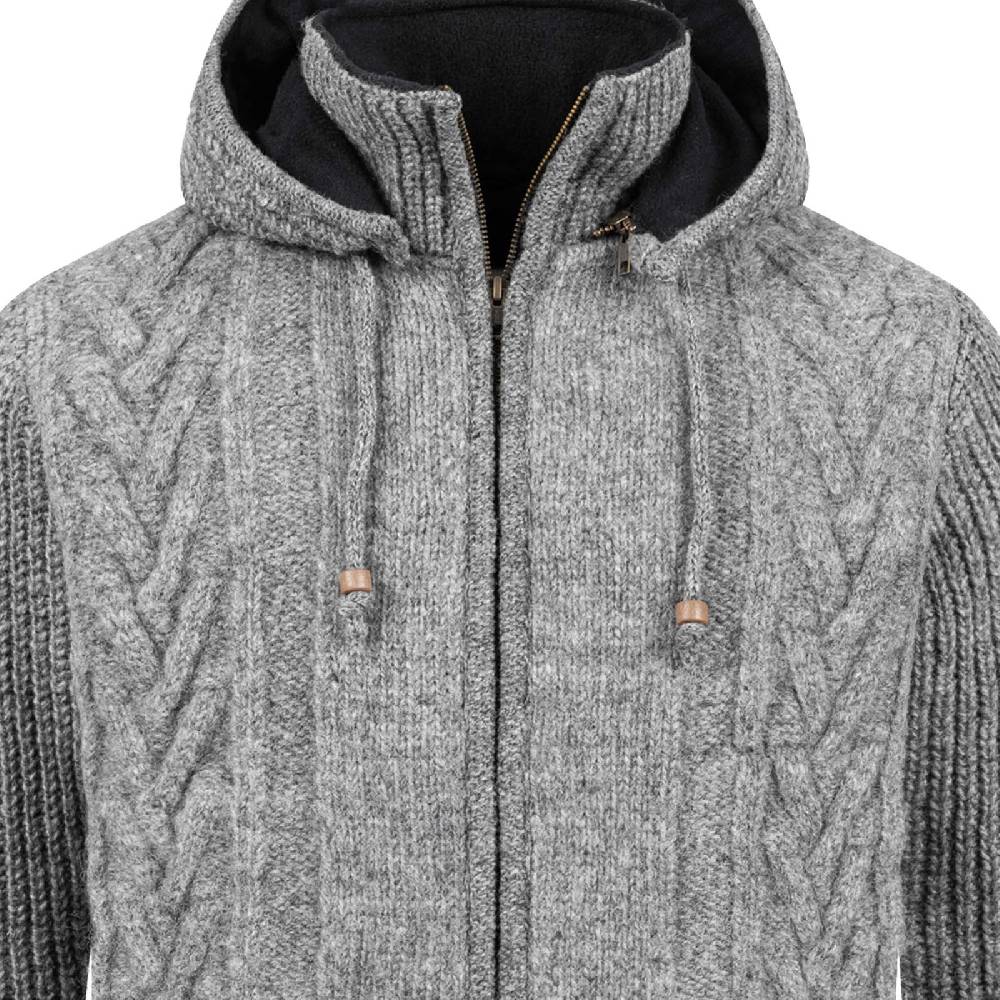 Kunst Und Magie Herren Strickjacke Goa Wolle Jacke Fleecefutter Hochkragen Winterjacke Kurzmantel Kapuze Online Outlet