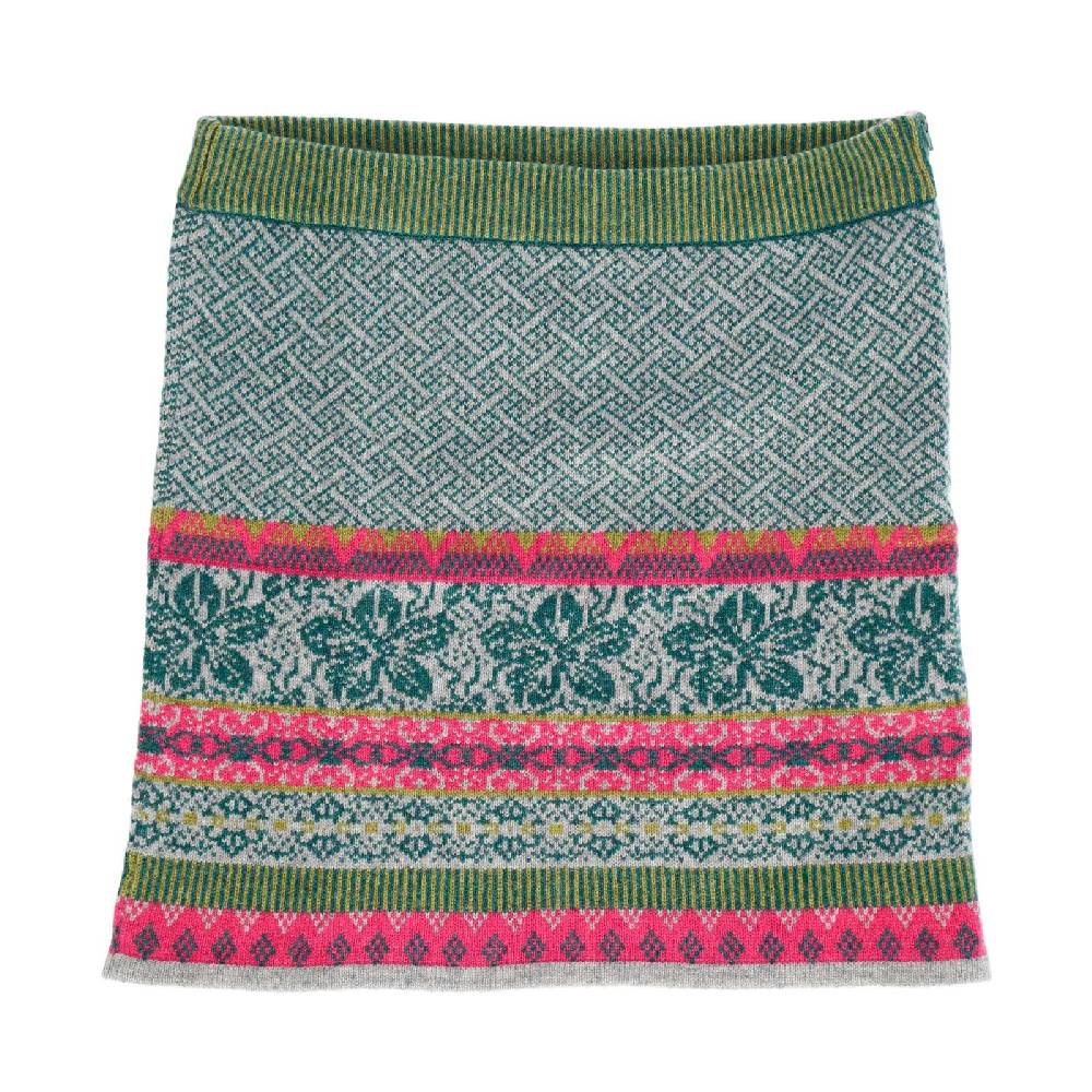 Kunst Und Magie Bunter Strickrock Knielanger Rock aus Schurwolle vom Lamm Lammwolle Wollrock Feinstrick Boho Bestseller