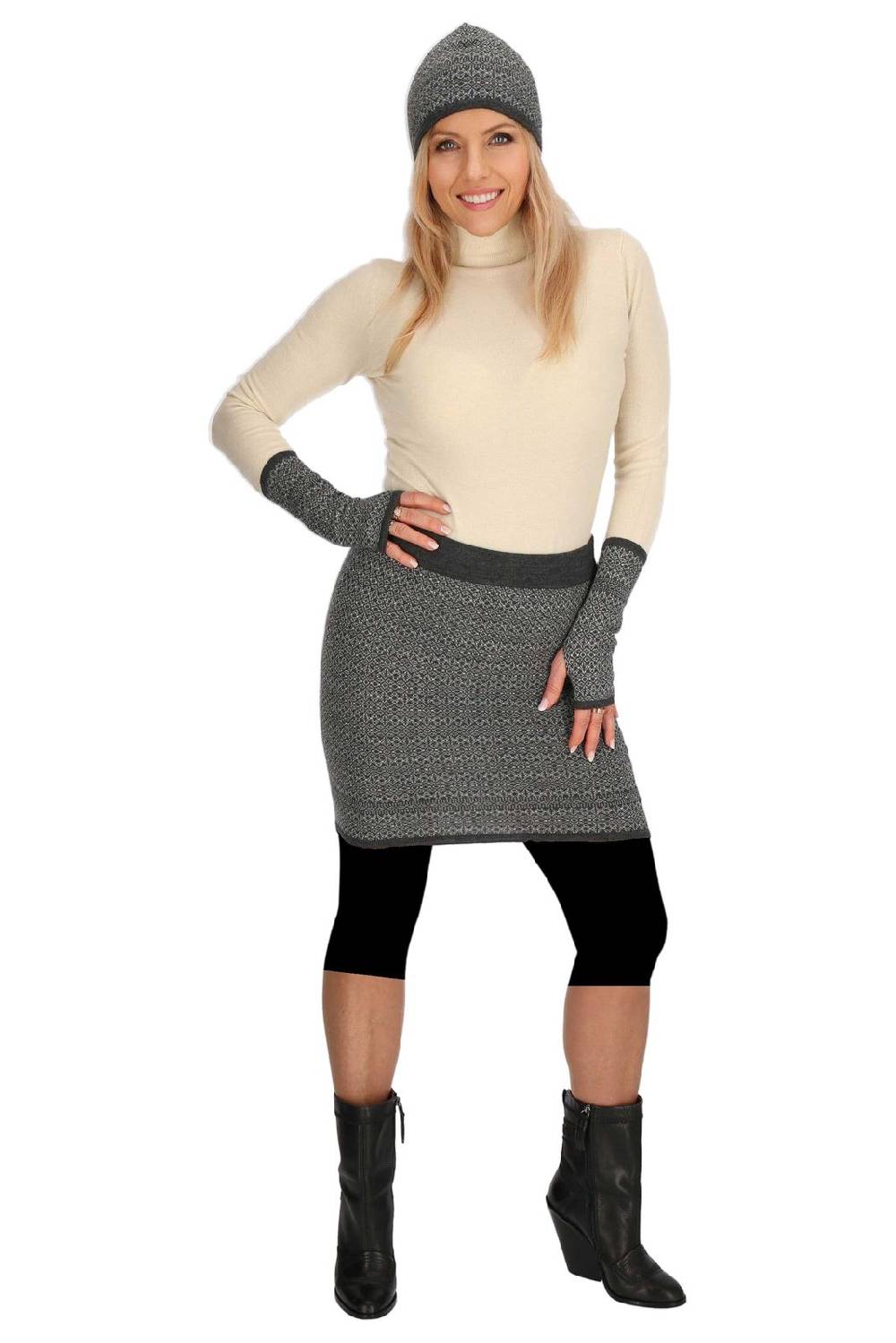 Kunst Und Magie Bunter Strickrock Kurzer Rock aus weicher Merinowolle Feinstrick Boho Mini Merino VIP-Rabatte