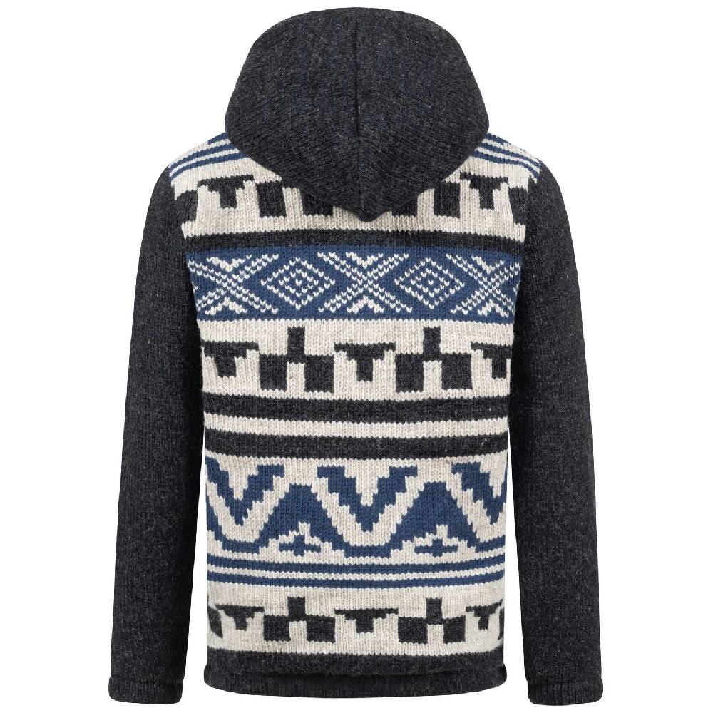 Kunst Und Magie Unisex Strickjacke Goa Wolle Winter Jacke Atzteken Muster Fleecefutter Hochkragen abnehmbarer Kapuze Super Sparpreis