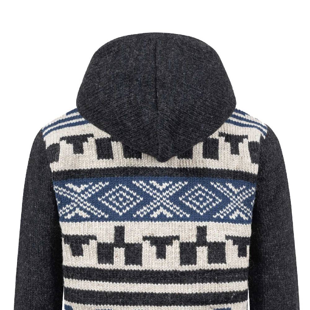 Kunst Und Magie Unisex Strickjacke Goa Wolle Winter Jacke Atzteken Muster Fleecefutter Hochkragen abnehmbarer Kapuze Super Sparpreis