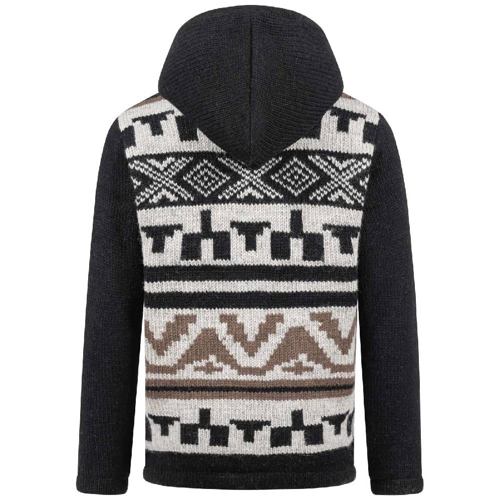 Kunst Und Magie Unisex Strickjacke Goa Wolle Bunte Patchwork Jacke Fleecefutter Hochkragen abnehmbarer Kapuze Kostenlose Rückgabe