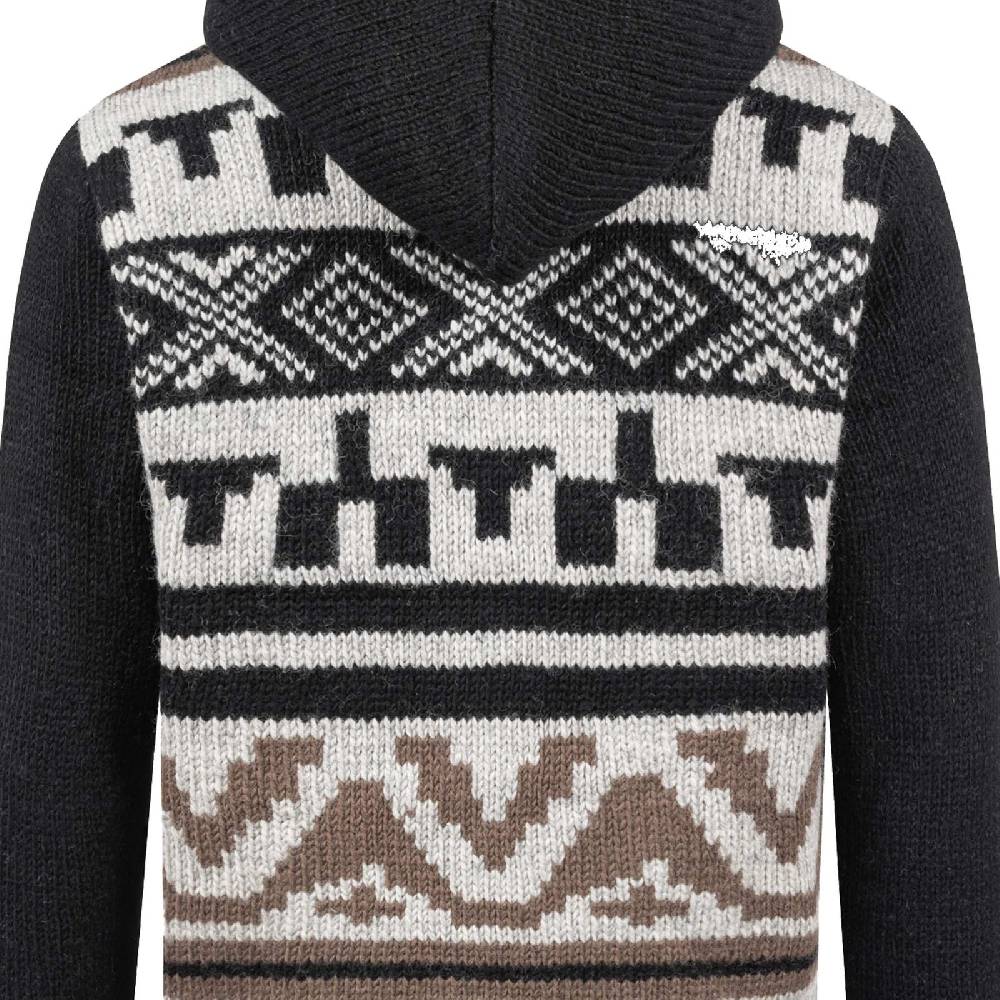 Kunst Und Magie Unisex Strickjacke Goa Wolle Bunte Patchwork Jacke Fleecefutter Hochkragen abnehmbarer Kapuze Kostenlose Rückgabe