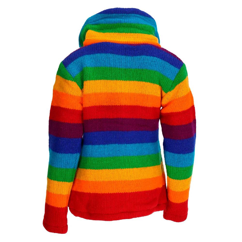 Kunst Und Magie Strickjacke Goa Wolle Bunte Regenbogen Jacke Fleecefutter Hochkragen Unisex Fair Zeitbegrenzte Promotion