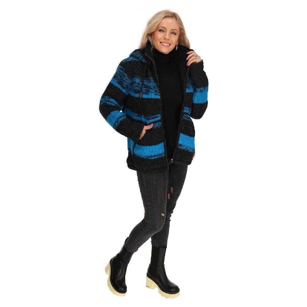 Kunst Und Magie Unisex Strickjacke Goa Wolle Bunte Jacke Fleecefutter Hochkragen abnehmbarer Kapuze Winterjacke Nur für heute