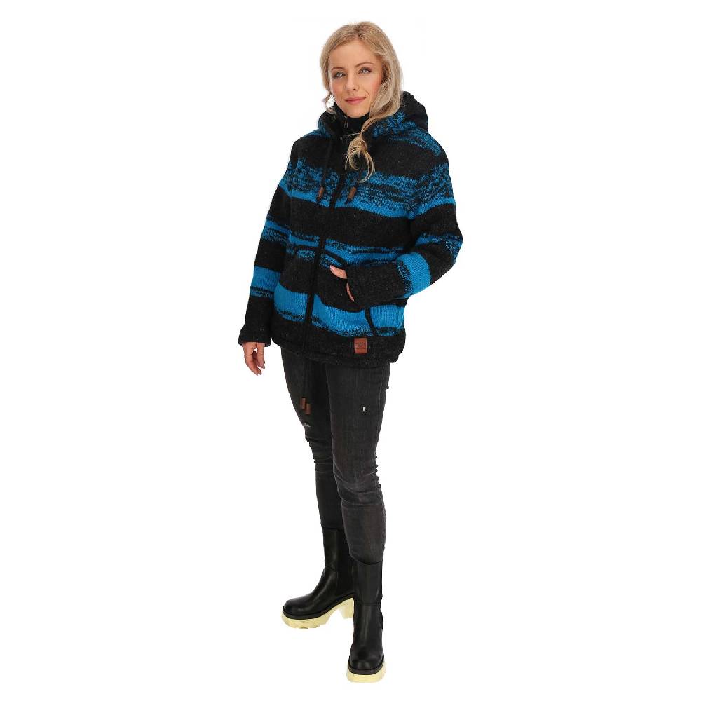 Kunst Und Magie Unisex Strickjacke Goa Wolle Bunte Jacke Fleecefutter Hochkragen abnehmbarer Kapuze Winterjacke Nur für heute