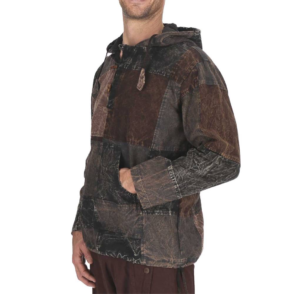 Kunst Und Magie Patchwork Baja Hoodie Herren alternativ Kapuzenpulli Nachhaltig Fair Vierteljährliche Förderung