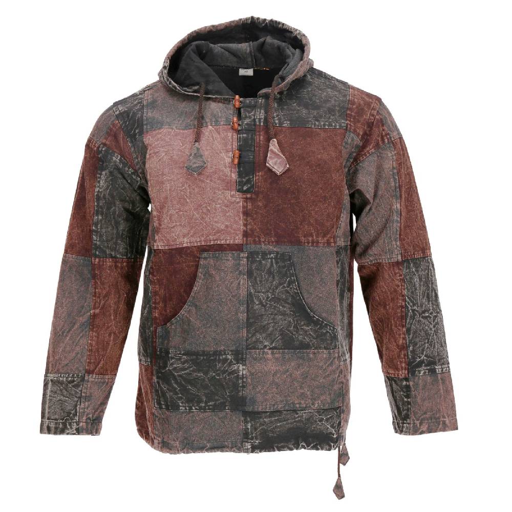 Kunst Und Magie Patchwork Baja Hoodie Herren alternativ Kapuzenpulli Nachhaltig Fair Vierteljährliche Förderung