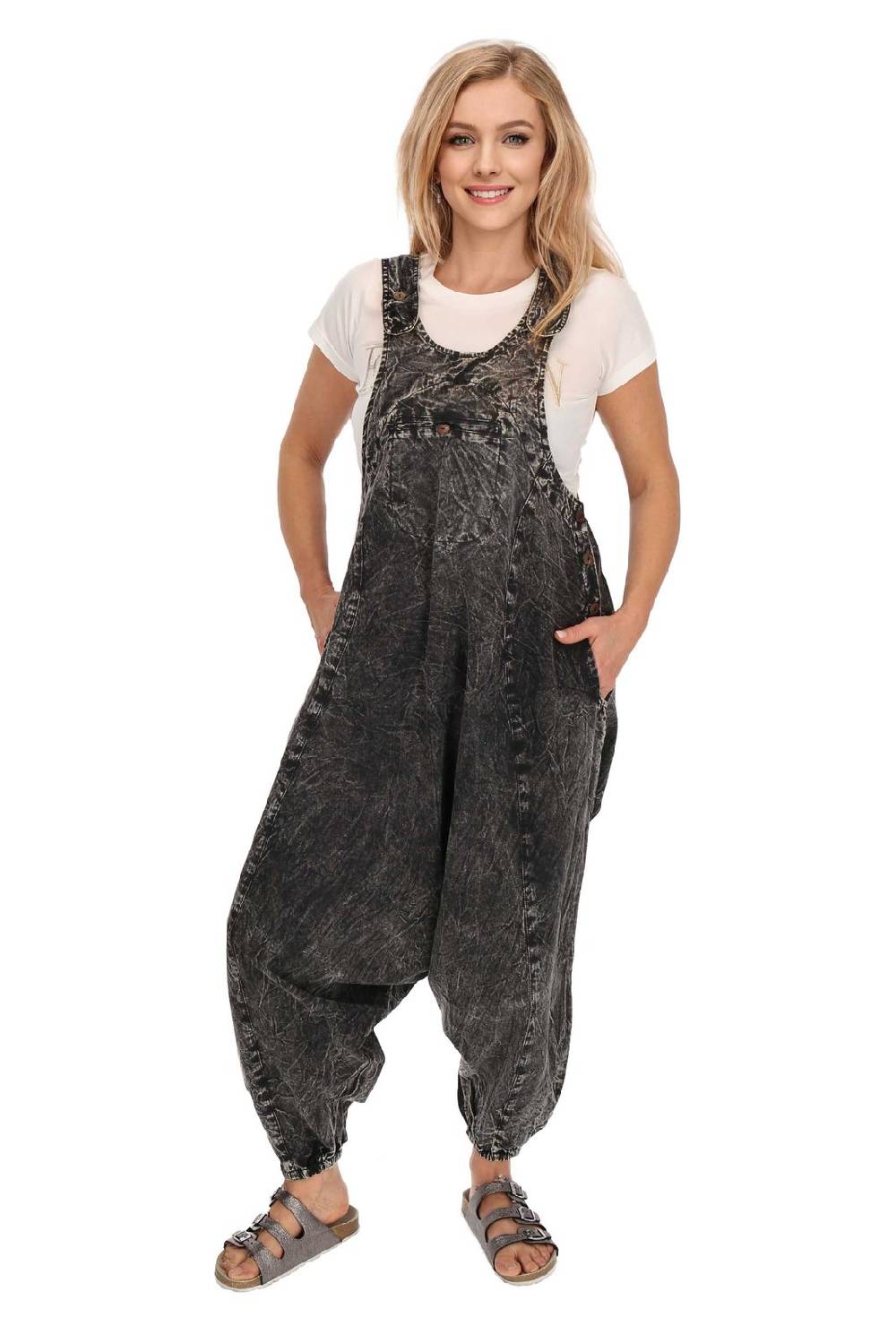 Kunst Und Magie Damen Latzhose Hippie Haremshose Goa Hose Boho 70er Jumpsuit Overall Stonewashed Catsuit Nur noch ein Tag übrig