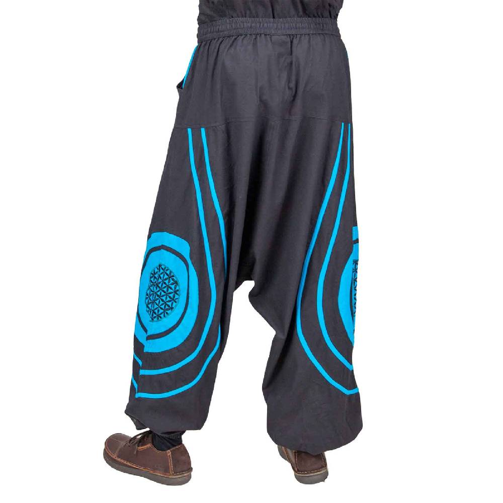 Kunst Und Magie Unisex Psy Baggy Pants Hippie Hose Goa Baumwoll Haremshose Lebensblume Flower of Life 50% Rabatt mit kostenlosem Versand
