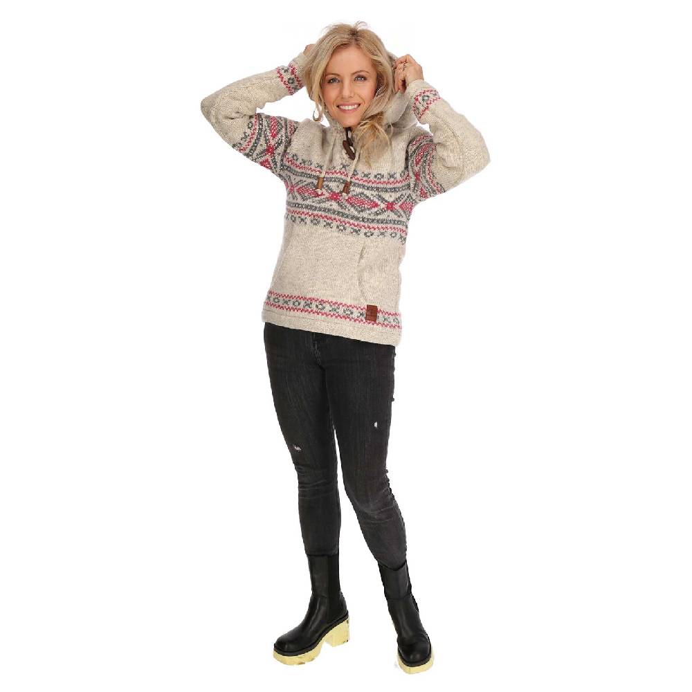 Kunst Und Magie Damen Hoodie Ski-Pullover gefütterte Wolljacke Strickpullover Goa Wolle Jacke Norweger Muster Clearance-Verkauf