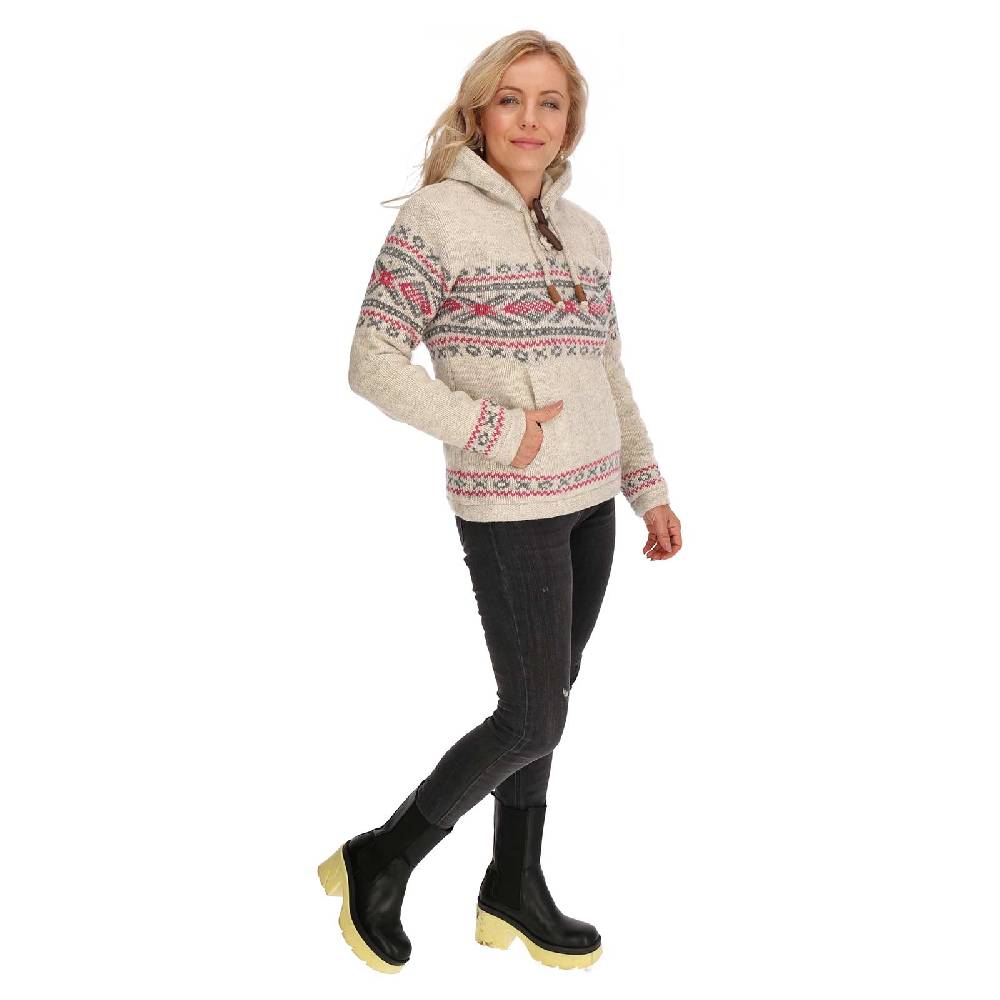 Kunst Und Magie Damen Hoodie Ski-Pullover gefütterte Wolljacke Strickpullover Goa Wolle Jacke Norweger Muster Clearance-Verkauf