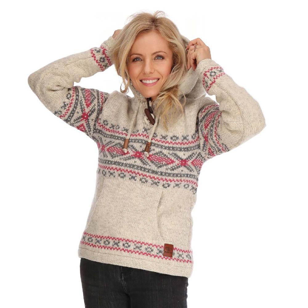 Kunst Und Magie Damen Hoodie Ski-Pullover gefütterte Wolljacke Strickpullover Goa Wolle Jacke Norweger Muster Clearance-Verkauf