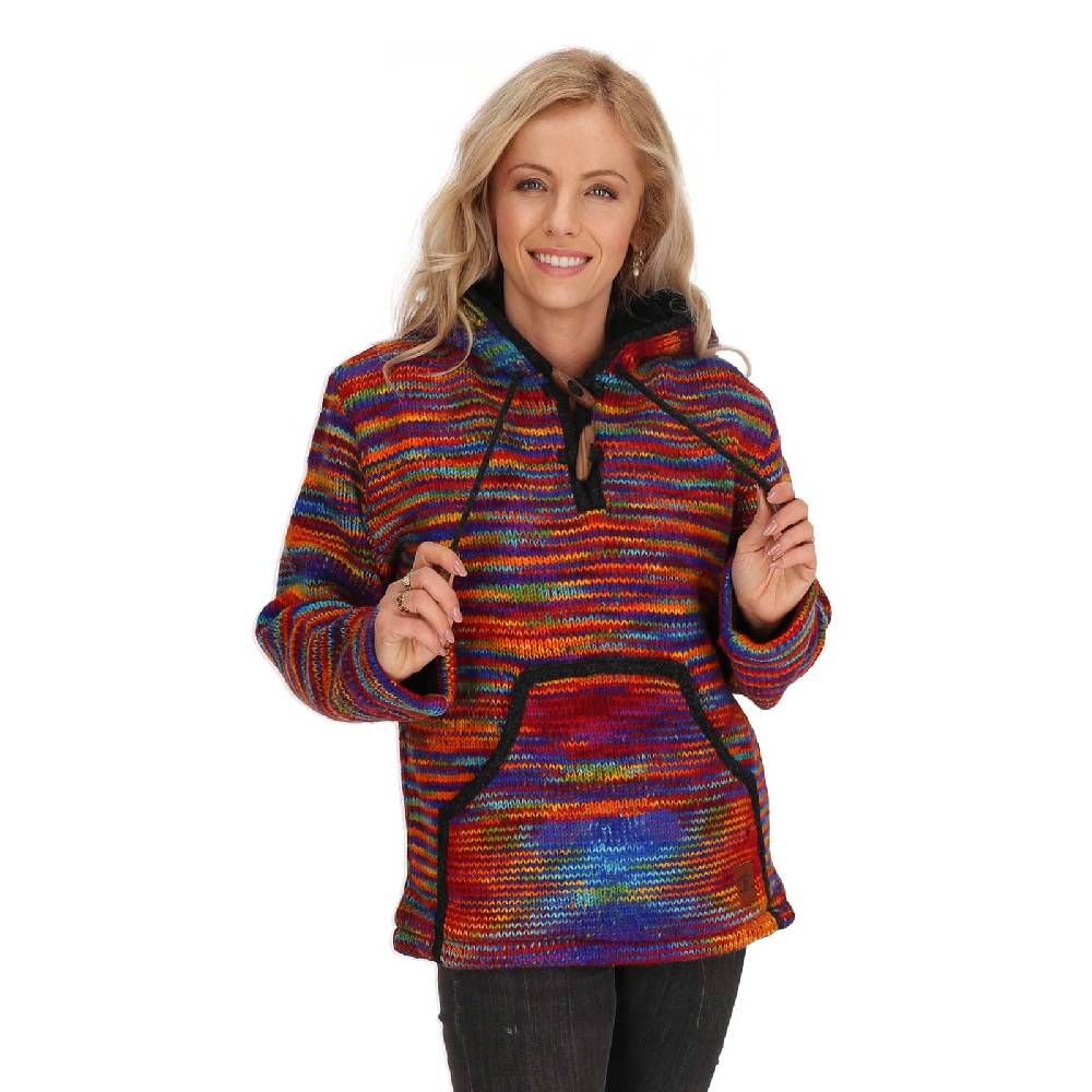 Kunst Und Magie Baja Hoodie Regenbogen Kapuzenpullover Strickjacke Wolle Jacke mit Kapuze Winter Pullover Unisex Black Friday Preise