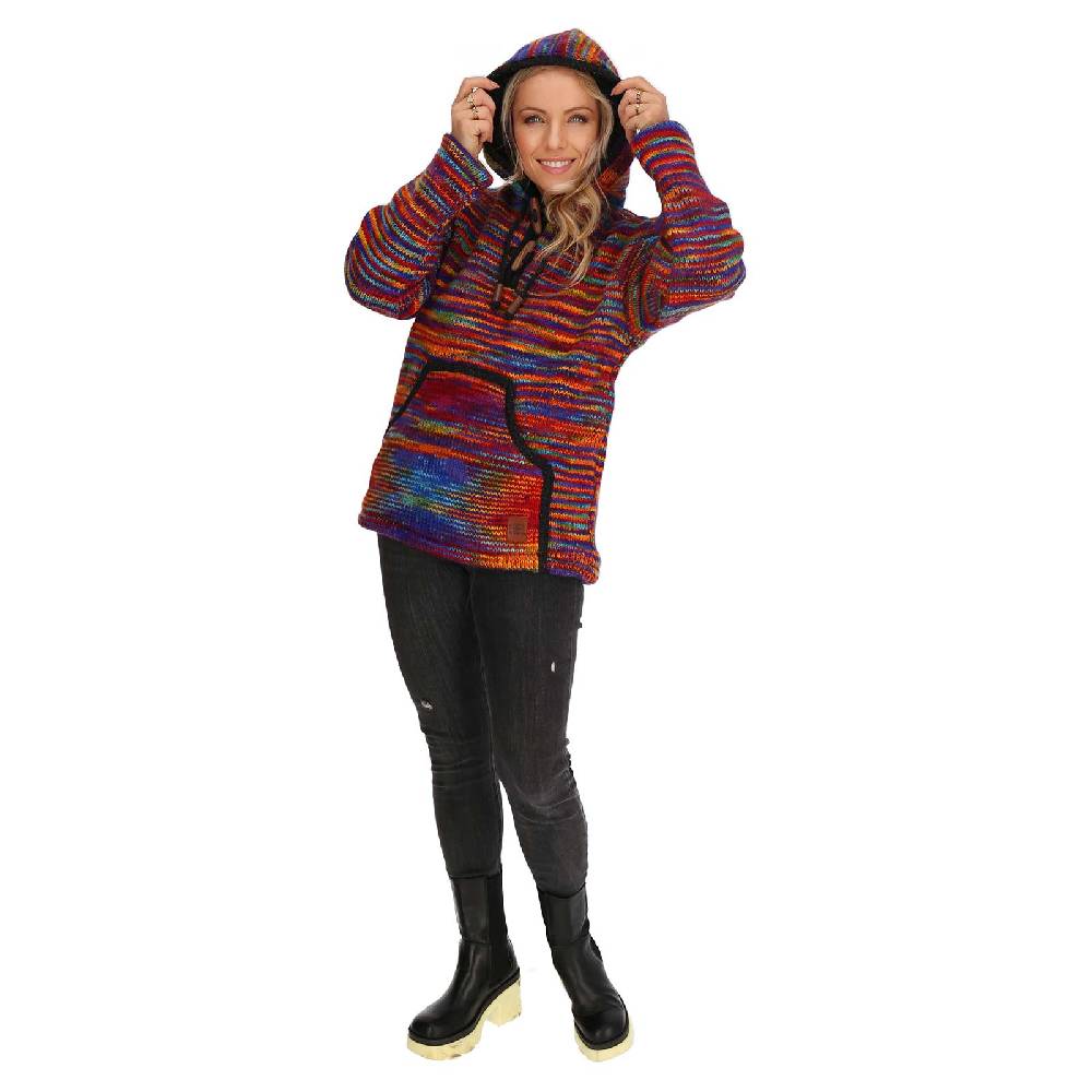 Kunst Und Magie Baja Hoodie Regenbogen Kapuzenpullover Strickjacke Wolle Jacke mit Kapuze Winter Pullover Unisex Black Friday Preise
