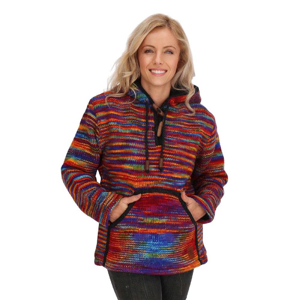 Kunst Und Magie Baja Hoodie Regenbogen Kapuzenpullover Strickjacke Wolle Jacke mit Kapuze Winter Pullover Unisex Black Friday Preise