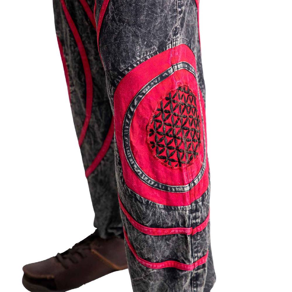 Kunst Und Magie Hose Blume des Lebens Goa Cargo Hose Hippiehose Pluderhose Haremshose Flower of Life Baggy Unisex Im Verkauf