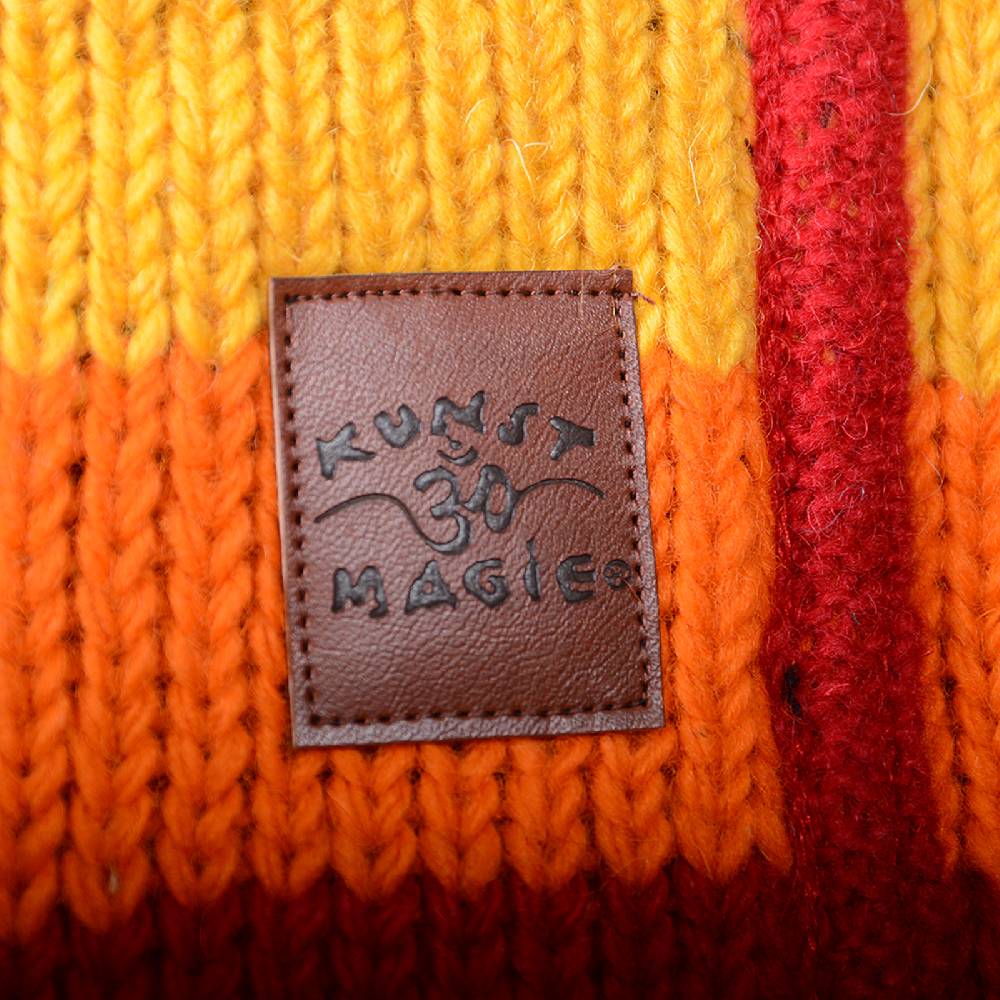 Kunst Und Magie Damen Regenbogen Strickjacke Goa Wolle Jacke mit Fleecefutter und abnehmbarer Kapuze Outlet