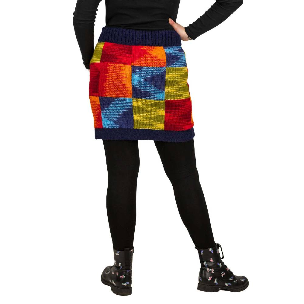 Kunst Und Magie Bunter Patchwork Strickrock kurzer gefütterter Rock Wolle Boho Hotsell