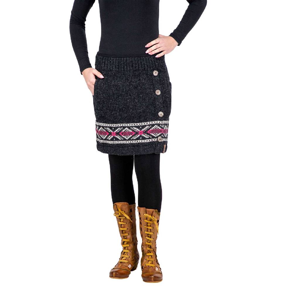 Kunst Und Magie Bunter Strickrock aus Wolle kurzer Rock mit klassischem Muster gefüttert Rabatt