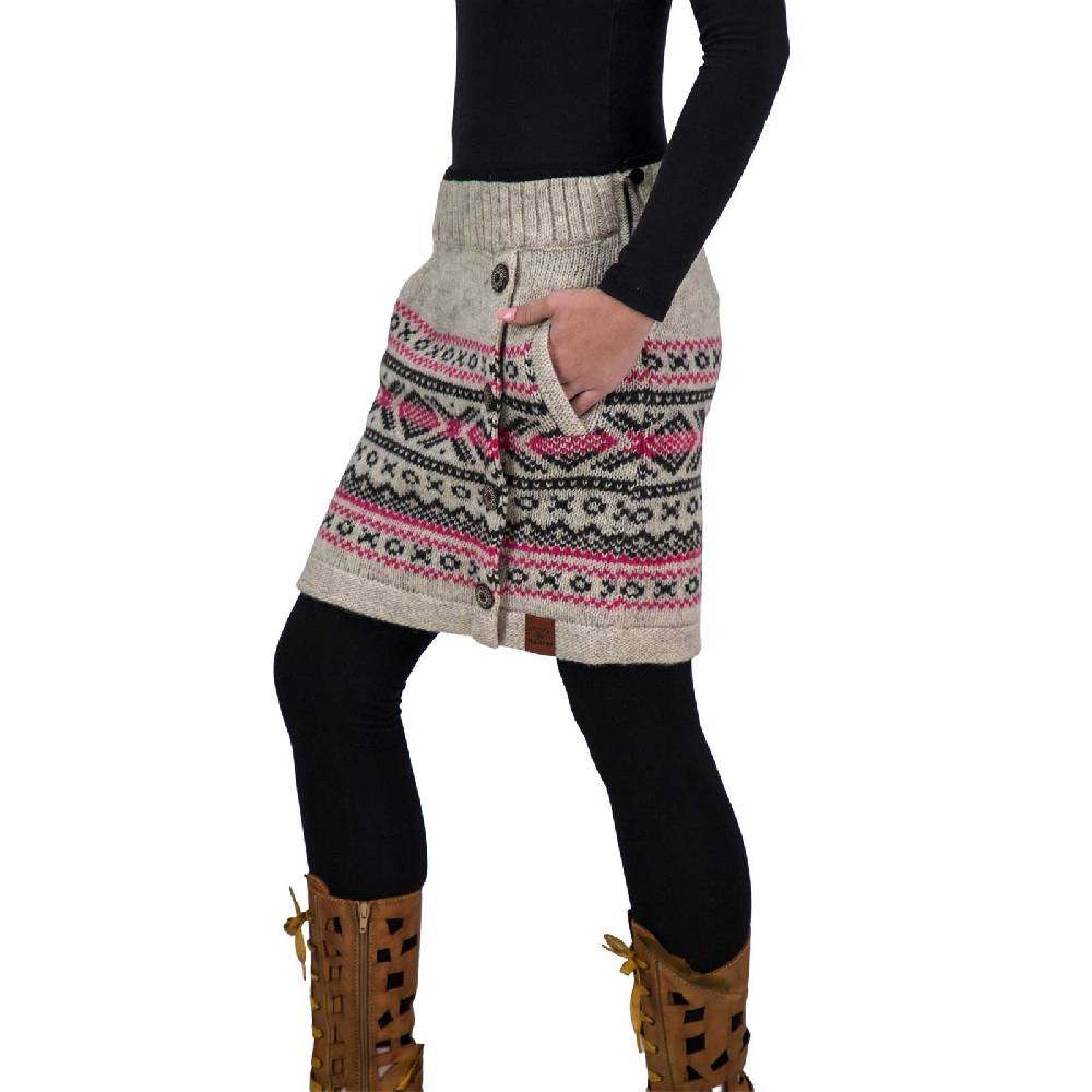 Kunst Und Magie Bunter Strickrock kurzer Rock mit nordischen Mustern Wolle gefüttert Boho Versandkostenfrei
