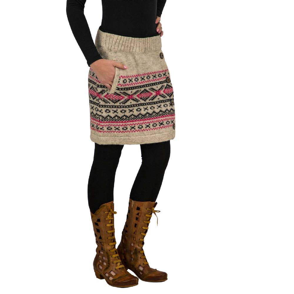 Kunst Und Magie Bunter Strickrock kurzer Rock mit nordischen Mustern Wolle gefüttert Boho Versandkostenfrei