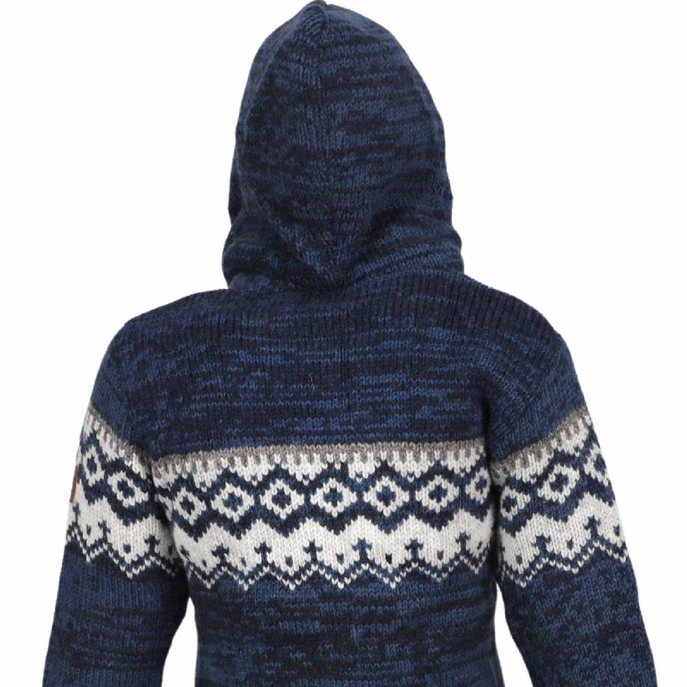 Kunst Und Magie Herren Strickjacke Schurwolle Klassich Nordisches Muster Wolle Jacke mit Kapuze Begrenztes Angebot