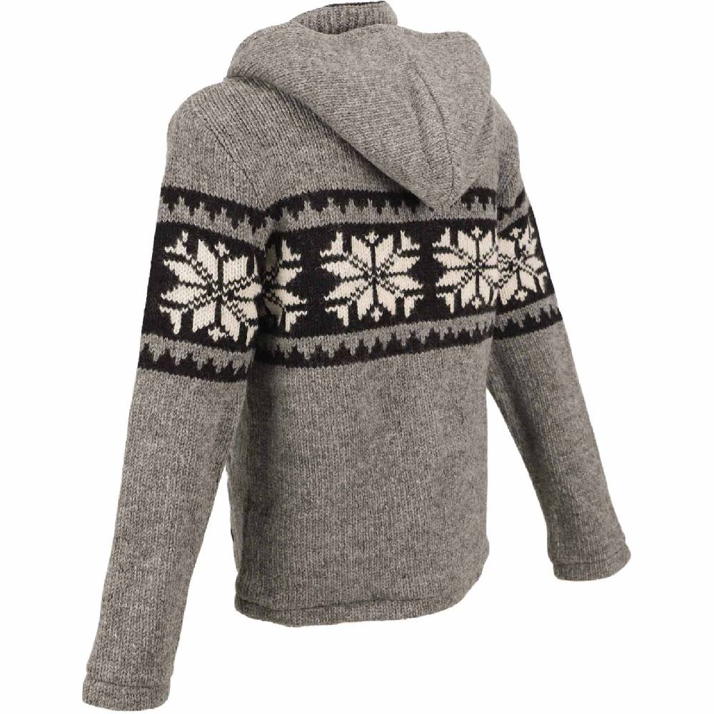 Kunst Und Magie Herren Strickjacke Schurwolle Klassich Nordisches Muster Wolle Jacke mit abnehmbarer Kapuze Online Shopping