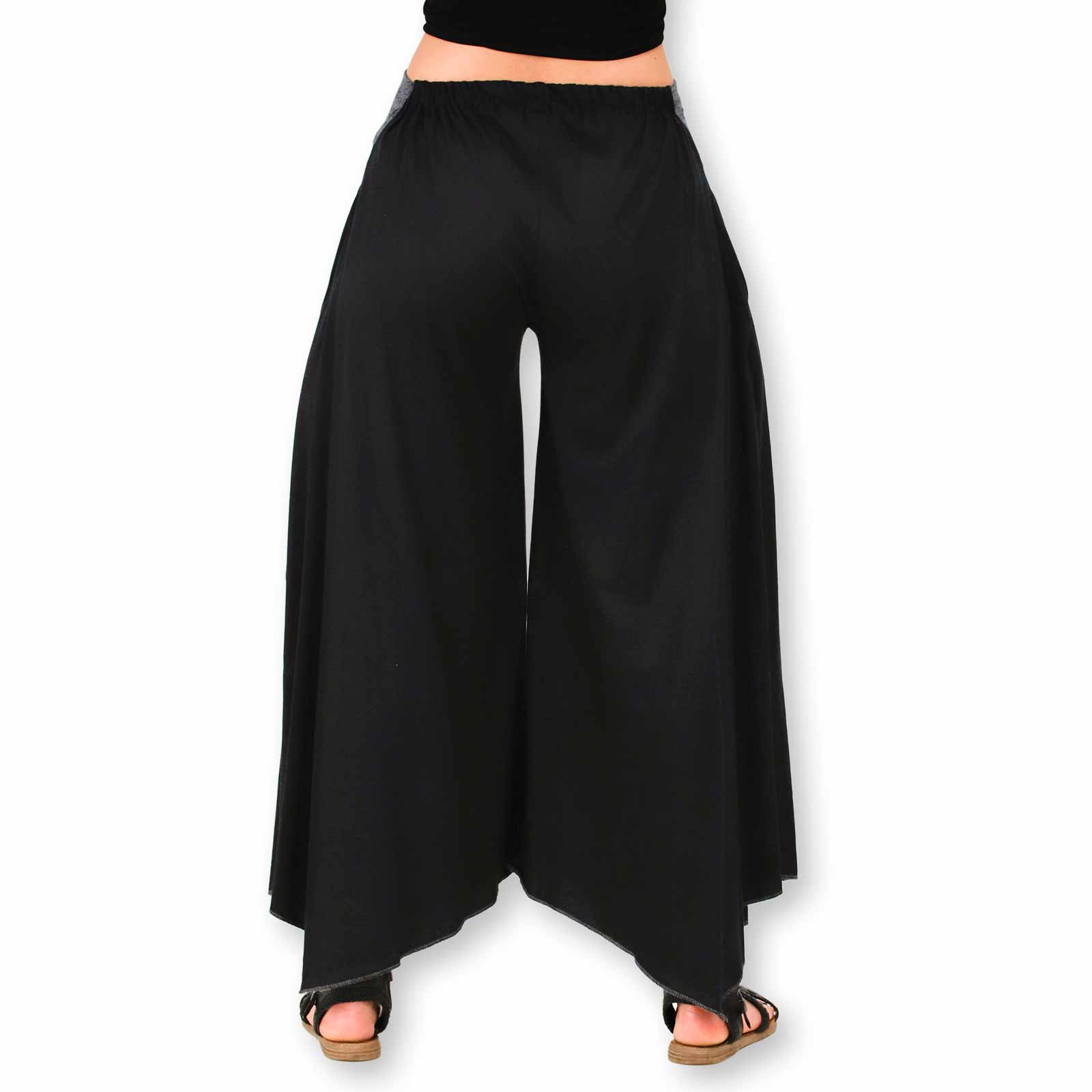 Kunst Und Magie Damen Schlaghose Ibiza Syle Goa Boho Strandhose Wellnesshose Hosenrock mit Stickerei Muttertagsangebot
