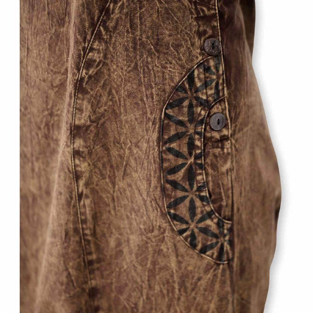 Kunst Und Magie Hippie Latzhose Haremshose Goa Hose Boho 70er Jumpsuit Overall Blume des Lebens Jubiläumsangebot