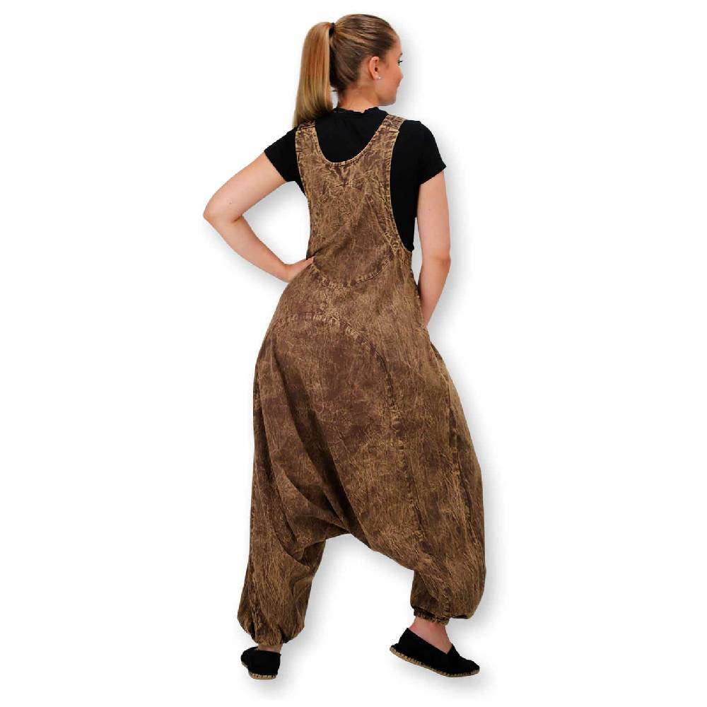 Kunst Und Magie Hippie Latzhose Haremshose Goa Hose Boho 70er Jumpsuit Overall Blume des Lebens Jubiläumsangebot