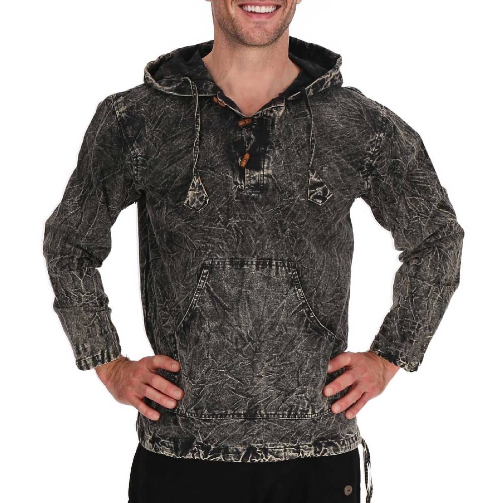 Kunst Und Magie Baja Hoodie Herren alternativ Kapuzenpulli Stonewashed gefüttert Nachhaltig Fair Lagerräumung