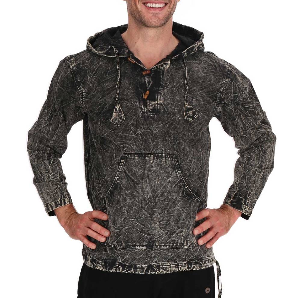 Kunst Und Magie Baja Hoodie Herren alternativ Kapuzenpulli Stonewashed gefüttert Nachhaltig Fair Lagerräumung
