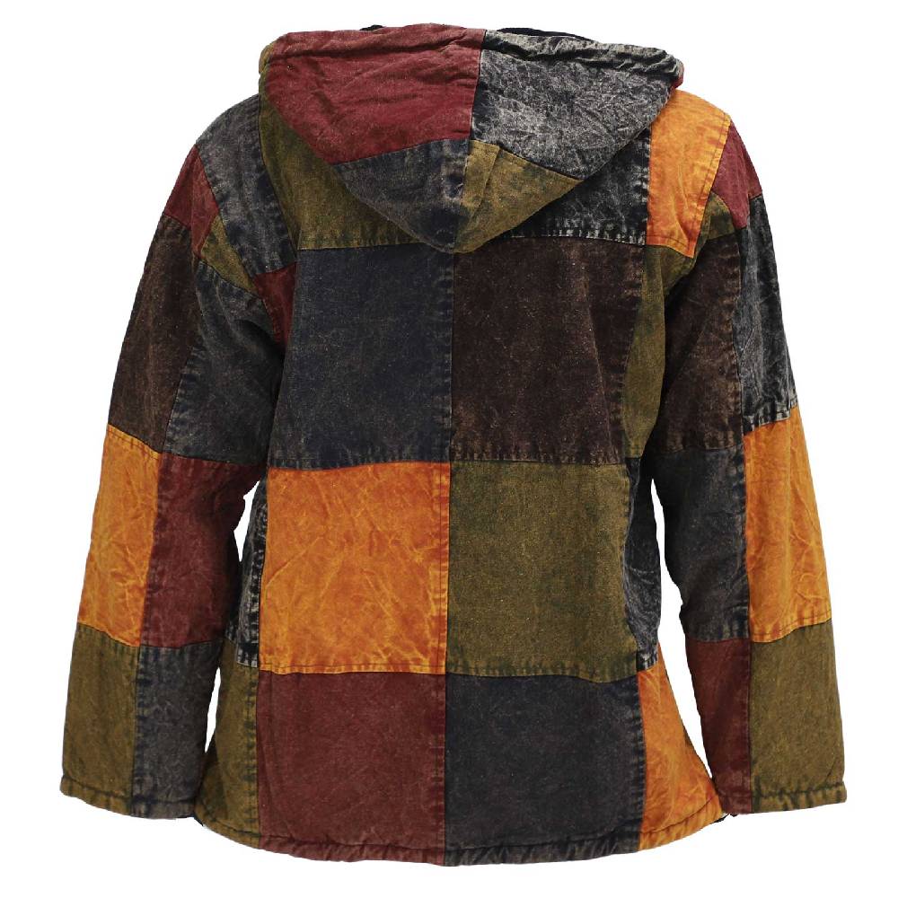 Kunst Und Magie Patchwork Jacke Baja Hoodie Herren alternativ Kapuzenjacke mit Fleecefutter Nachhaltig Fair Heißer Verkauf